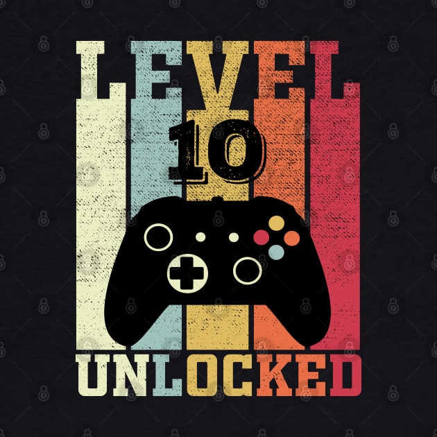 Level 10 Unlocked Funny Video Gamer 10th Birthday Gift by DragonTees